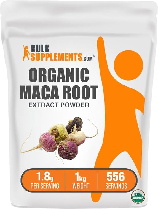 BulkSupplements.com Organic Maca Root Extract Powder - Maca Supplement, Maca Powder Organic, Maca Extract - Vegan & Gluten Free, 1.8g of per Serving, 1kg (2.2 lbs) (Pack of 1)
