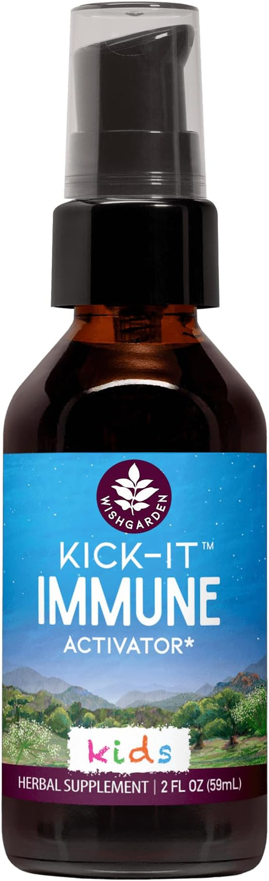WishGarden Herbs Kick-It Immune for Kids - Immune Support Supplement for Kids, Herbal Immune Defense & Immune Booster with Echinacea, OSHA, Elder, Rapid Baby and Toddler Immune Support Formula, 2oz
