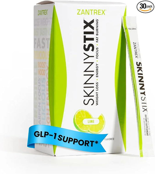 SkinnyStix Lime GLP-1 Support Powder Energy Drink, Metabolic Support, Appetite Control, Natural Energy Boost | 30 Single-Serving Packets