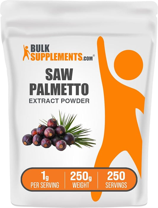 BulkSupplements.com Saw Palmetto Extract Powder - Serenoa Repens, Saw Palmetto Supplement, Saw Palmetto Powder - Vegan & Gluten Free, 1000mg per Serving, 250g (8.8 oz) (Pack of 1)