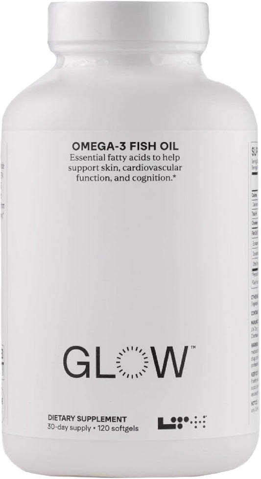 LTH Glow Omega-3 Fish Oil - NSF Certified for Sport - Omega-3 Supplement - Supports Brain & Heart Health - Aids Healthy Skin, Hair & Nails - Gluten Free & Soy Free - 120 Softgels