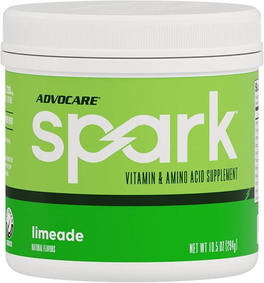 AdvoCare Spark Vitamin & Amino Acid Supplement - Focus & Energy Drink Powder Mix with Vitamin A, B-6, C & E - Also Includes L-Carnitine & L-Tyrosine - Limeade - 10.5 oz