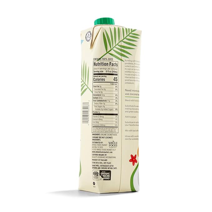 365 by Whole Foods Market, Organic Coconut Water, 33.8 Fl Oz (Pack of 4)