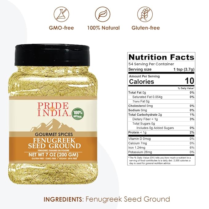 Pride of India - PACK of 6 - Fenugreek Seed Whole – Whole & Gourmet Indian Spice – Ideal Seasoning for Cooking – Free of Preservatives – Easy to Use – 12 oz. Medium Dual Sifter Jar