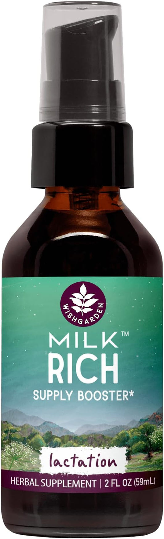WishGarden Herbs Milk Rich with Goats Rue and Fenugreek - Herbal Lactation Support Supplement, Breast Milk Supply Boost and Breastfeeding Supplement to Increase Milk Flow Quality and Production, 2oz