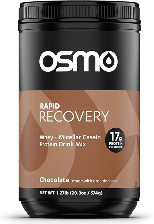 Osmo Rapid Recovery - Whey & Micellar Casein Protein Powder Blend with Carbohydrates & Caffeine, All Natural Ingredients, Enables Muscle Repair & Boosts Glycogen Restoration - Chocolate, 14 Servings