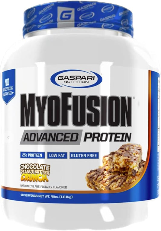 Gaspari Nutrition Myofusion Advanced Protein, Protein Blend with Whey Protein, Casein Protein and Isolate Protein, Low Fat and Gluten Free (Chocolate Peanut Butter Crunch, 4 Pound)