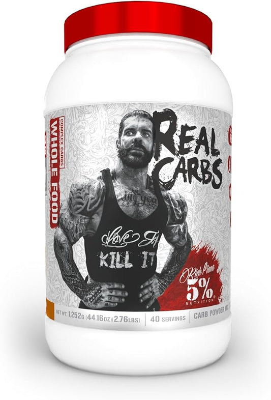 Rich Piana 5% Nutrition Real Carbs with Real Food Complex Carb Powder, Long-Lasting Low Glycemic Energy for Pre-Workout/Post-Workout Recovery Meal, 2.7 Lb, 40 Servings (Banana Nut Bread)