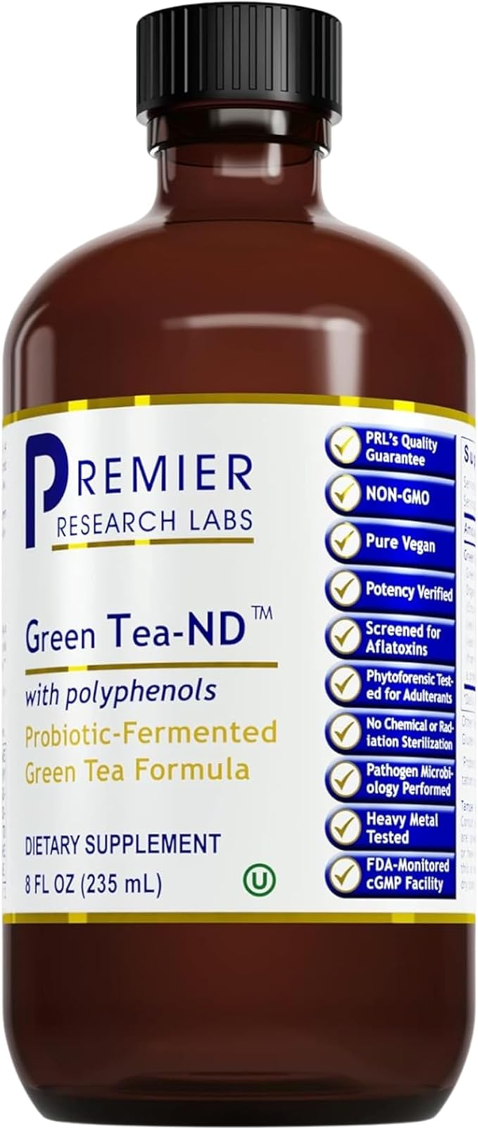 Premier Research Labs Green Tea-ND - Liquid Green Tea Extract with Fermented Supplement Formula - Probiotic Herbal Digestive Supplement with Vegan Formula* - 8 fl oz