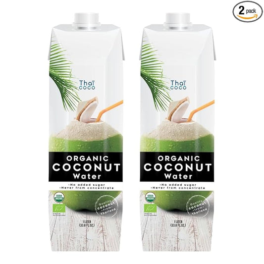 Thai Coco - Organic Natural Coconut Water No Sugar Added - 33.8 fl. oz. 2 Pk