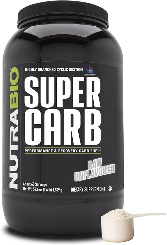 NutraBio Super Carb - Complex Carbohydrate Supplement Powder - Cluster Dextrin and Electrolytes for Performance Enhancement & Muscle Recovery - Unflavored, 60 Servings…