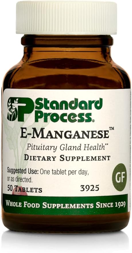 Standard Process Inc. E-Manganese - Pituitary Supplements - Pituitary Gland Supplements with Calcium Lactate, Ascorbic Acid, Calcium, Magnesium Citrate, Vitamin E, and Honey - 50 Tablets