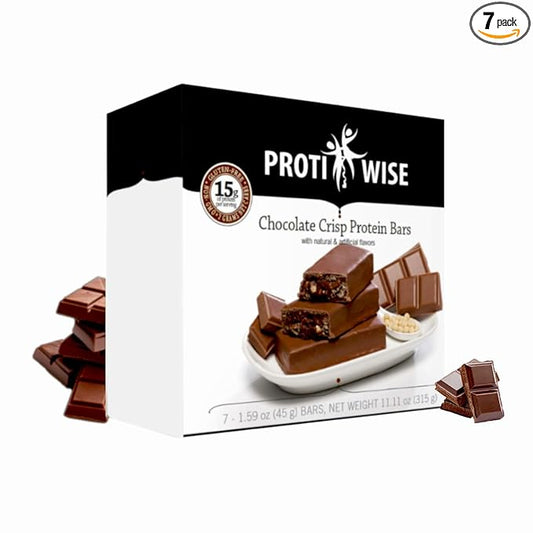 ProtiWise High Protein Diet Bar | Choc-A-Lot-Chip | Nutrition Snack Bar | 15g Protein, Low Fat, Low Sugar | Gluten Free Bar for Hunger Control Hunger Control & Weight Loss Support | 7/Box