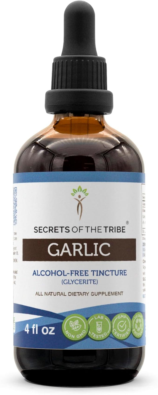 Secrets of the Tribe Garlic Tincture Alcohol-Free Liquid Extract, Garlic Dried Bulb (4 FL OZ)