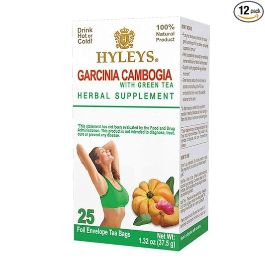 HYLEYS Tea Garcinia Cambogia Green Tea Original Flavor - 25 Tea Bags (12 Pack - 300 Tea Bags Total)
