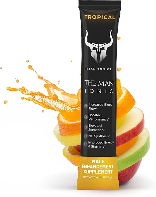 Extra Strength Male Enhancing Supplement Powder–Tongkat Ali, Maca Root, Beet Root, Horny Goat Weed, L-Citrulline–Nitric Oxide Booster & Testosterone Support for Men (Tropical-1 Stick)
