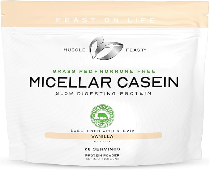 Muscle Feast Micellar Casein Protein, All Natural Pasture Raised Hormone Free Soy Free, Vanilla, 2lb