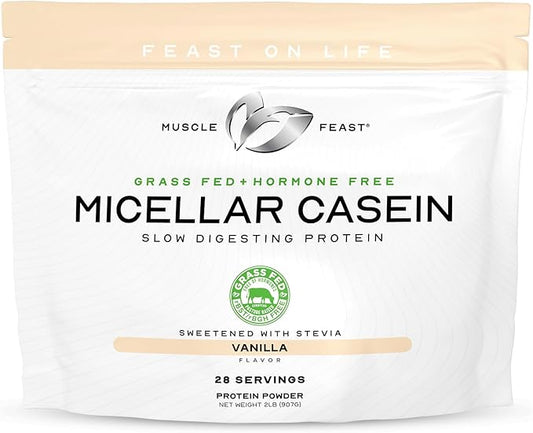 Muscle Feast Micellar Casein Protein, All Natural Pasture Raised Hormone Free Soy Free, Vanilla, 2lb