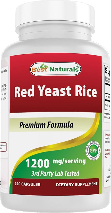 Best Naturals Red Yeast Rice 1200mg Per Serving 240 Capsules - Premium Formula - 3rd Party Lab Tested