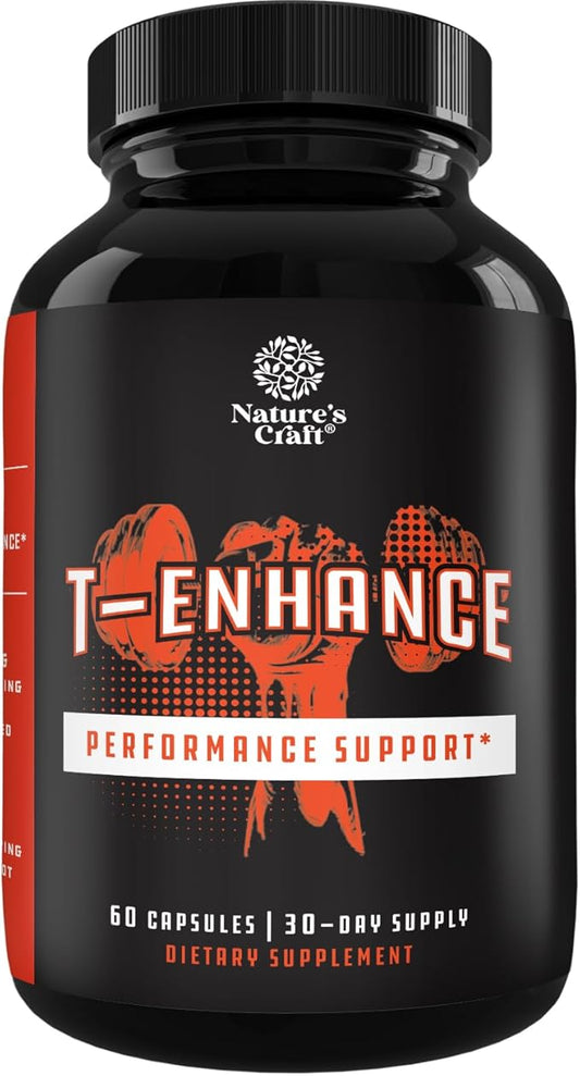 Testosterone Supplement for Men - Testosterone Booster for Men with Horny Goat Weed, Maca Root, Tongkat Ali & Tribulus Terrestris - Energy Support, Performance Enhancer, Muscles Building - 60 Capsules