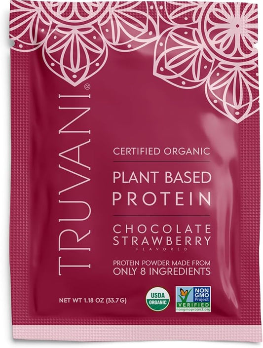 Truvani Vegan Pea Protein Powder | Chocolate Strawberry | 20g Organic Plant Based Protein | 1 Serving | Keto | Gluten & Dairy Free | Low Carb | No Added Sugar