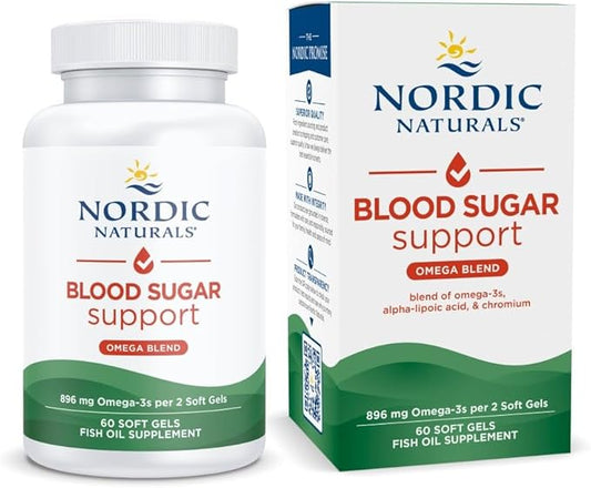 Nordic Naturals Omega Blood Sugar, Lemon - 60 Soft Gels - 896 mg Omega-3 + Alpha-Lipoic Acid & Chromium - Metabolism - Non-GMO - 30 Servings