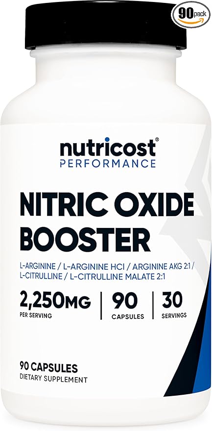 Nutricost Nitric Oxide Booster (2250mg) 90 Capsules - Gluten Free, Non-GMO, 750mg Per Casule, 30 Servings
