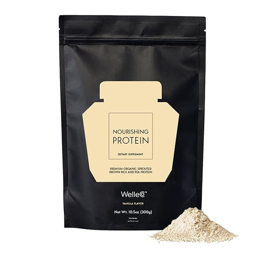 WelleCo, Nourishing Protein, Premium Organic Sprouted Brown Rice & Pea Protein, Vanilla Flavour, 300g (10.5oz) Pouch