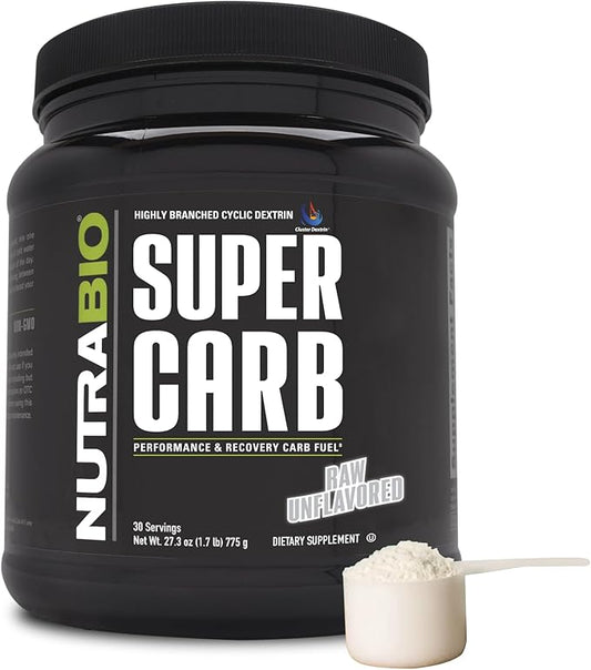NutraBio Super Carb - Complex Carbohydrate Supplement Powder - Cluster Dextrin and Electrolytes for Performance Enhancement & Muscle Recovery - Unflavored, 30 Servings
