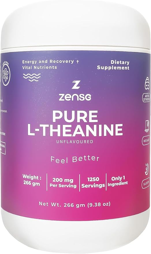 Pure L-Theanine Powder 100% [266gm-1,250 Servings] Natural L-Theanine Supplement - Only 1 Ingredient, Free of Sugar,Soy, Filler, Melatonin, Non-GMO, Vegan