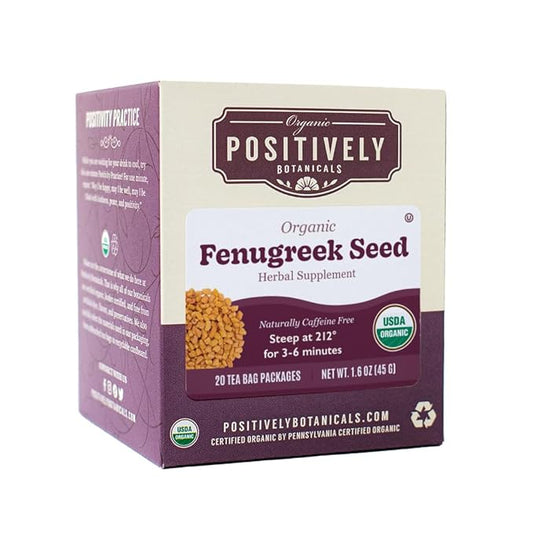 Organic Positively Botanicals Company, Fenugreek Seed Herbal Tea Bags, 20 Count