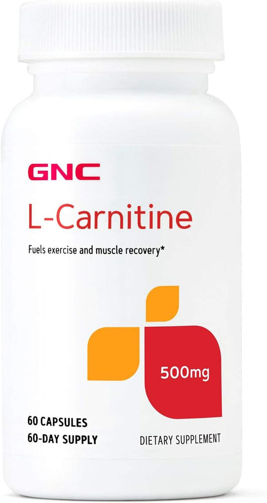 GNC L-Carnitine 500mg, 60 Capsules, Helps Metabolize Long-Chain Fatty Acids