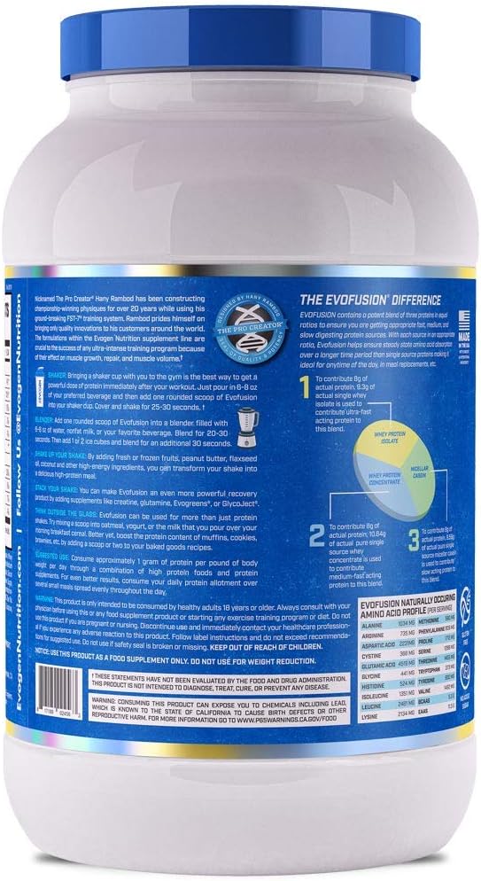 Evogen Evofusion - Sustained Protein Powder | Supports Muscle Growth & Repair | Whey Protein, Micellar Casein, MCT Oil | S'Mores | 23 Servings