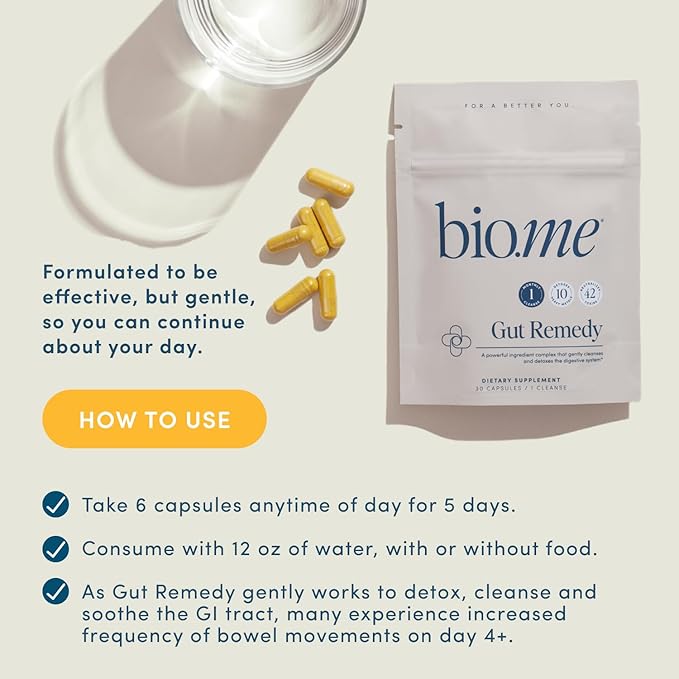 Biome Gut Cleanse Capsules (5 Day Cleanse, 1 Round, 30 Capsules) Gut Remedy with Magnesium Citrate, Berberine, Immunolin, L-Glutamine - Reset Digestive System, Rebalance Microbiome (1 Month Supply)