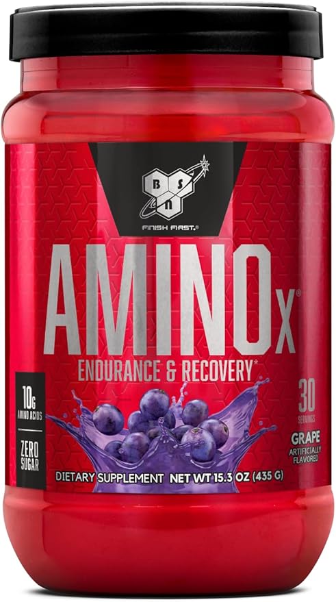 BSN Amino X Muscle Recovery & Endurance Powder with BCAAs, 10 Grams of Amino Acids, Keto Friendly, Caffeine Free, Flavor: Grape, 30 servings (Packaging may vary)