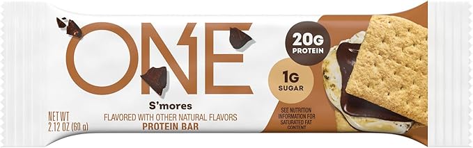 ONE Protein Bars, Smores, Gluten Free with 20g Protein and 1g Sugar, Pantry Staples, 2.12 oz (12 Count), Packaging May Vary