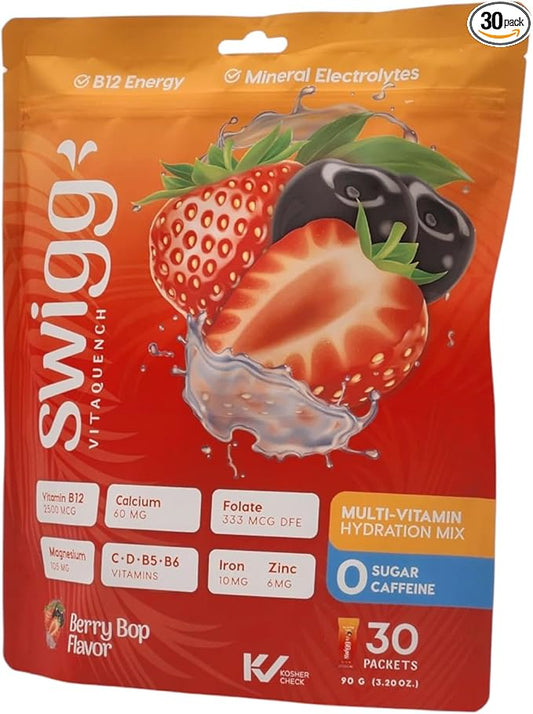 Electrolytes Powder Packets Daily Multi Vitamin Water Hydration Packet Powder No Sugar 2500 mcg B12, C + D + B6, Folate, Iron Zinc + More