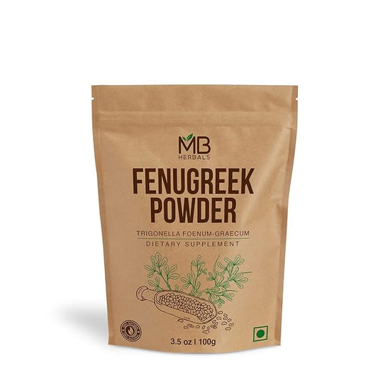 MB Herbals Fenugreek Seeds Powder 3.5 oz | 100 Gram | Organically Grown Fenugreek | Trigonella foenum-graecum Sd. | Methi Powder