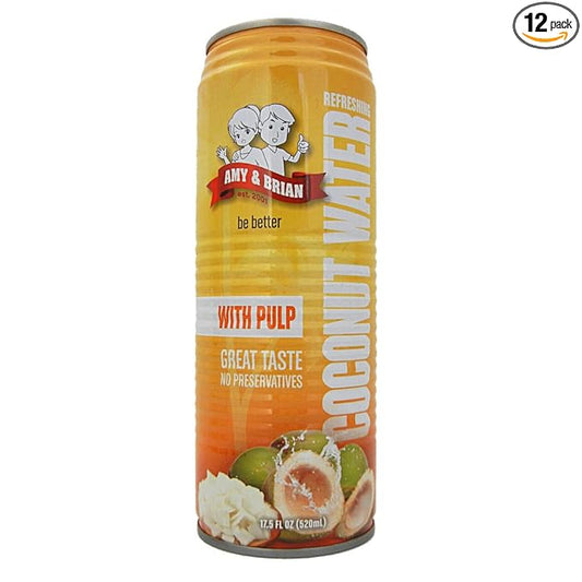 Amy & Brian Coconut Water with Pulp, 17.5 Fl Oz (Pack of 12)