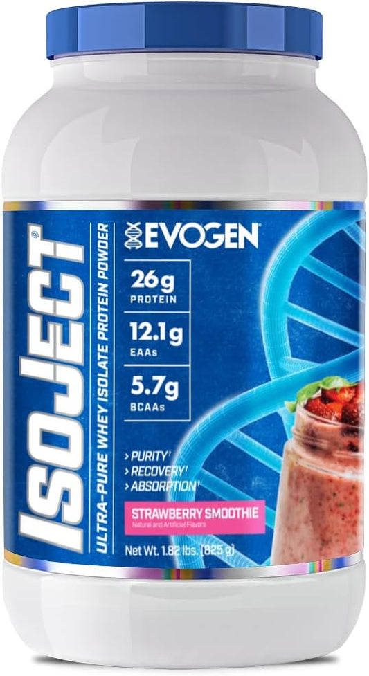 Evogen Isoject - Whey Protein Isolate | Ultra-Pure Whey Protein Powder with Ignitor Enzymes, BCAAs, and EAAs | Enhanced Absorption & Recovery | Strawberry Smoothie | 25 Servings