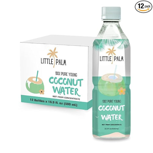 Little Palm - Pure Coconut Water, Made from Young Coconuts, No Sugar Added, Non-GMO, Natural Hydration, Electrolytes, 16.9 fl oz (12-Pack, Original)