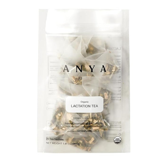 ANYA Herbal Lactation tea, 20 bags - Ginger, Moringa, Fenugreek, Toxicologist-approved, Breastfeeding Safe. Organic Essentials hydration for postpartum Moms, Breastmilk production Nursing support Baby Shower Gifts