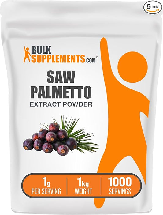 BulkSupplements.com Saw Palmetto Extract Powder - Serenoa Repens, Saw Palmetto Supplement, Saw Palmetto Powder - Vegan & Gluten Free, 1000mg per Serving, 5kg (11 lbs) (Pack of 5)