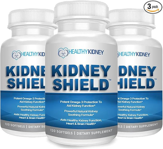 Kidney Shield 120 Caps Kidney Supplement Omega 3 - (3 Pack)