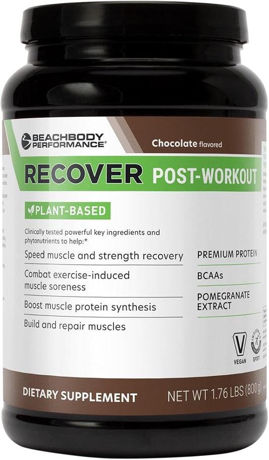 BODi Recover Plant-Based Protein Powder Blend– Post-Workout Chocolate Plant-Based Supplement for Muscle Recovery with 20g Protein, BCAAs, Pomegranate Extract - Fast Recovery - 20 Serving Tub