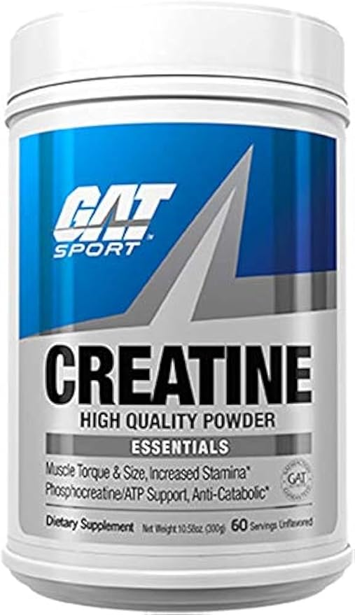 GAT SPORT Creatine Monohydrate Powder, 300 Grams, Strength, Brain Health, Anti-oxidant, Endurance, for Men & Women, 2 Month Supply, Unflavored (60 Servings)