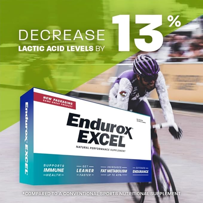 Pacific Health Endurox Excel Natural Performance Supplement, Increases Metabolism & Builds Endurance with Ciwujia (Ginseng) Root - 60 Caps