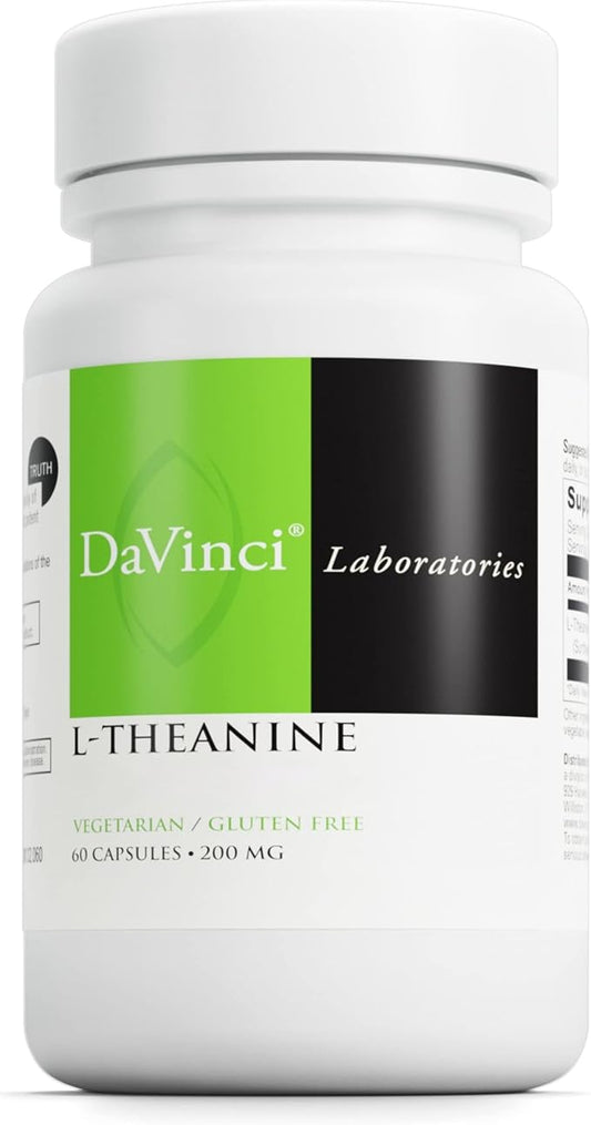 DAVINCI Labs L-Theanine - Dietary Supplement to Help with Concentration, Focus, Relaxation and Irritability* - with 200 mg L-Theanine per Serving - 60 Vegetarian Capsules