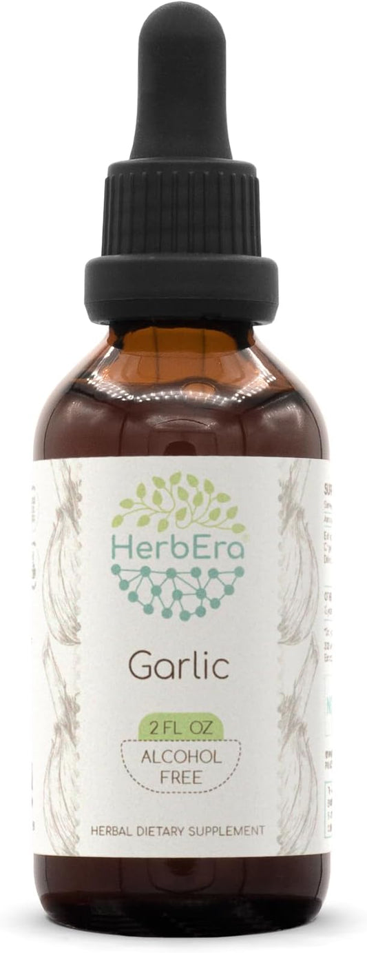 Garlic B60 Alcohol-Free Herbal Extract Tincture, Concentrated Liquid Drops Natural Garlic Dried Powder (2 fl oz)