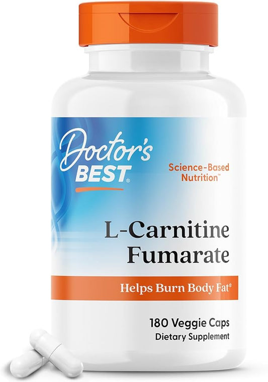 Doctors BEST L-Carnitine Fumarate from Biosint, Helps Burn Body Fat, Non-GMO, Gluten Free, Soy Free, Vegan 180 Veggie Caps